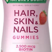 Nature's Bounty Optimal Solutions, Hair, Skin And Nails Gummies 2500 Mcg Biotin, 80 Strawberry Flavored Gummies