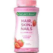 Nature's Bounty Optimal Solutions, Hair, Skin And Nails Gummies 2500 Mcg Biotin, 120 Strawberry Flavored Gummies
