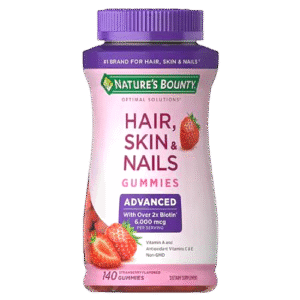 Nature's Bounty Optimal Solutions, Hair, Skin And Nails Gummies Advanced 2X Biotin 6000Mcg, 140 Strawberry Flavored Gummies