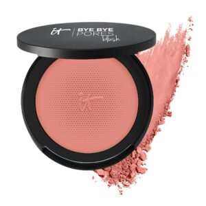 It Cosmetics Bye Bye Pores Blush, Poreless Finish Airbrush Brightening Blush Carefree (Natural Mauve) 5.44G/ 0.192 Oz