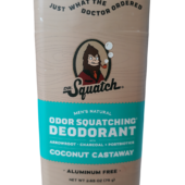 Dr Squatch Men's Natural Odor Squatching Deodorant With Arrowroot, Charcoal, Postbiotics, Coconut Castaway 2.65 Oz/ 75G