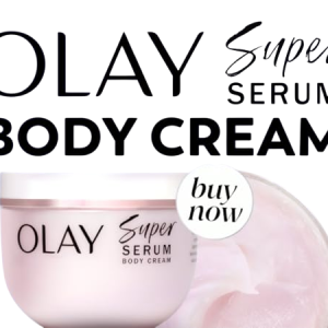 Olay Super Serum Body Cream For Dry Skin, 24Hr Long Lasting Hydration, 5+ Ingredient Serum Complex For Bright Even Firm Luminous Skin, Sweet Vanilla &Amp; Soft Wood Scent,10 Fl Oz [283 G]