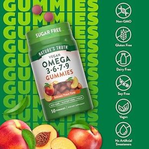 Nature's Truth Vegan Omega 3679 Gummies | 50 Count | Peach Flavor | Non-Gmo &Amp; Gluten Free Supplement
