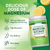Nature's Truth Magnesium Glycinate Powder | 6 Oz | Lemon Flavor | High Absorption | Vegan, Non-Gmo, Gluten Free Supplement [35 + Servings] 6 Oz / 170G