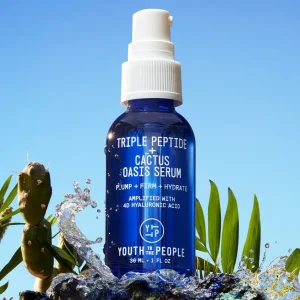 Triple Peptide + Oasis Face Serum - Hydrating + Firming Serum For Dry Skin, Plumps Fine Lines With 4 Types Of Hyaluronic Acid, Peptides, Preps For Makeup, Fragrance-Free 30Ml / 1 Fl. Oz